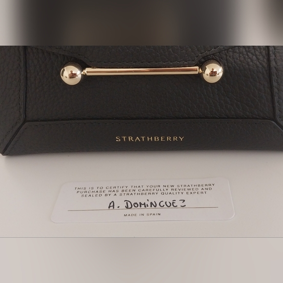 Strathberry Black Leather Mosiac Nano Tote - Picture 3 of 12
